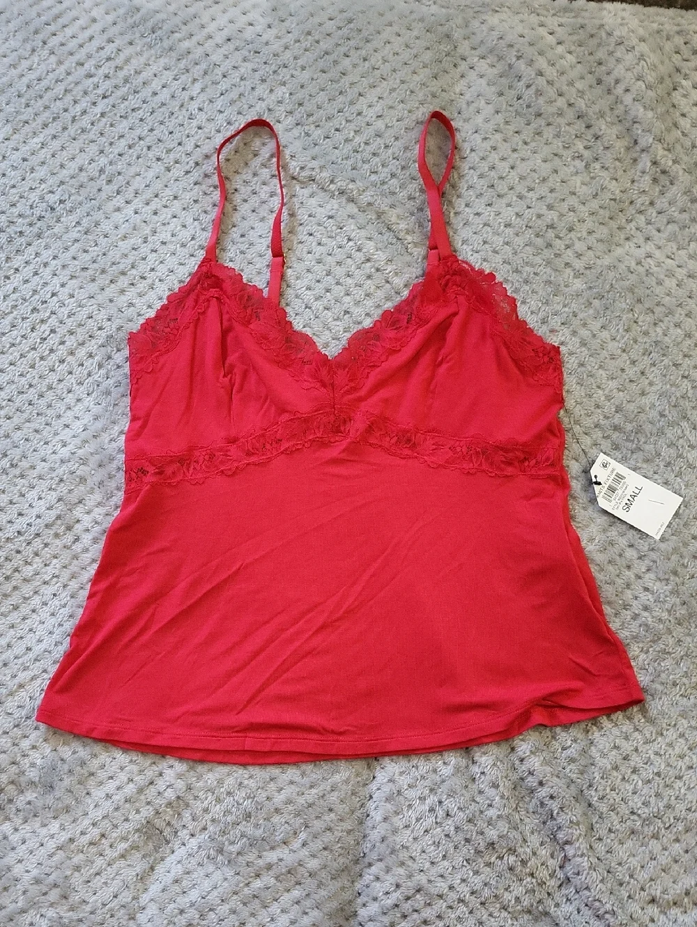 Nwt‎ Inc Red Lace Trim Cami Tank Small